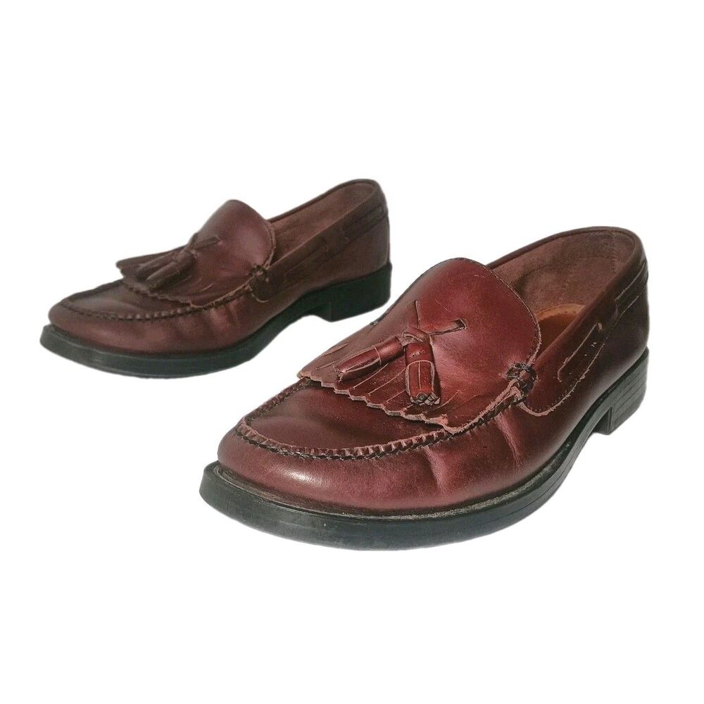 GH Bass Weejuns Marietta Burgundy Leather Kiltie Tassel Loafers Women 8.5 M VTG
